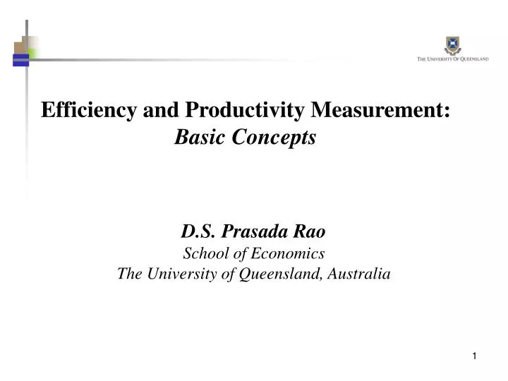 efficiency and productivity measurement basic concepts