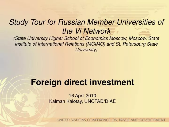 foreign direct investment 16 april 2010 kalman kalotay unctad diae