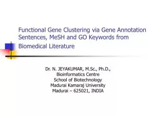 Functional Gene Clustering via Gene Annotation Sentences, MeSH and GO Keywords from Biomedical Literature