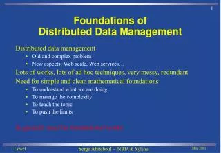 Foundations of Distributed Data Management