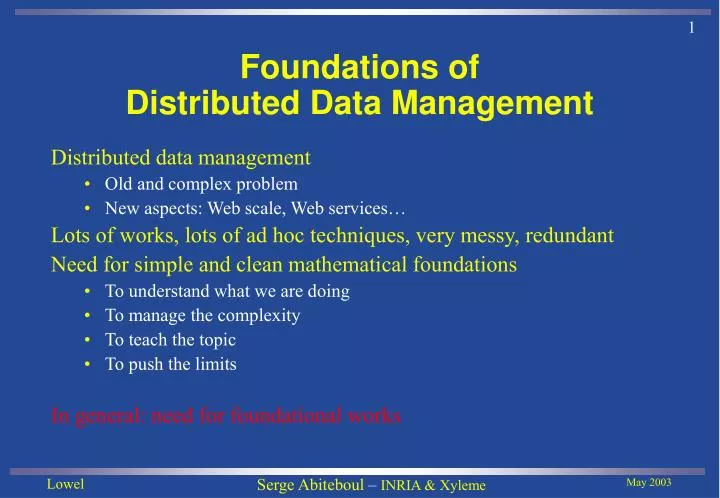 foundations of distributed data management