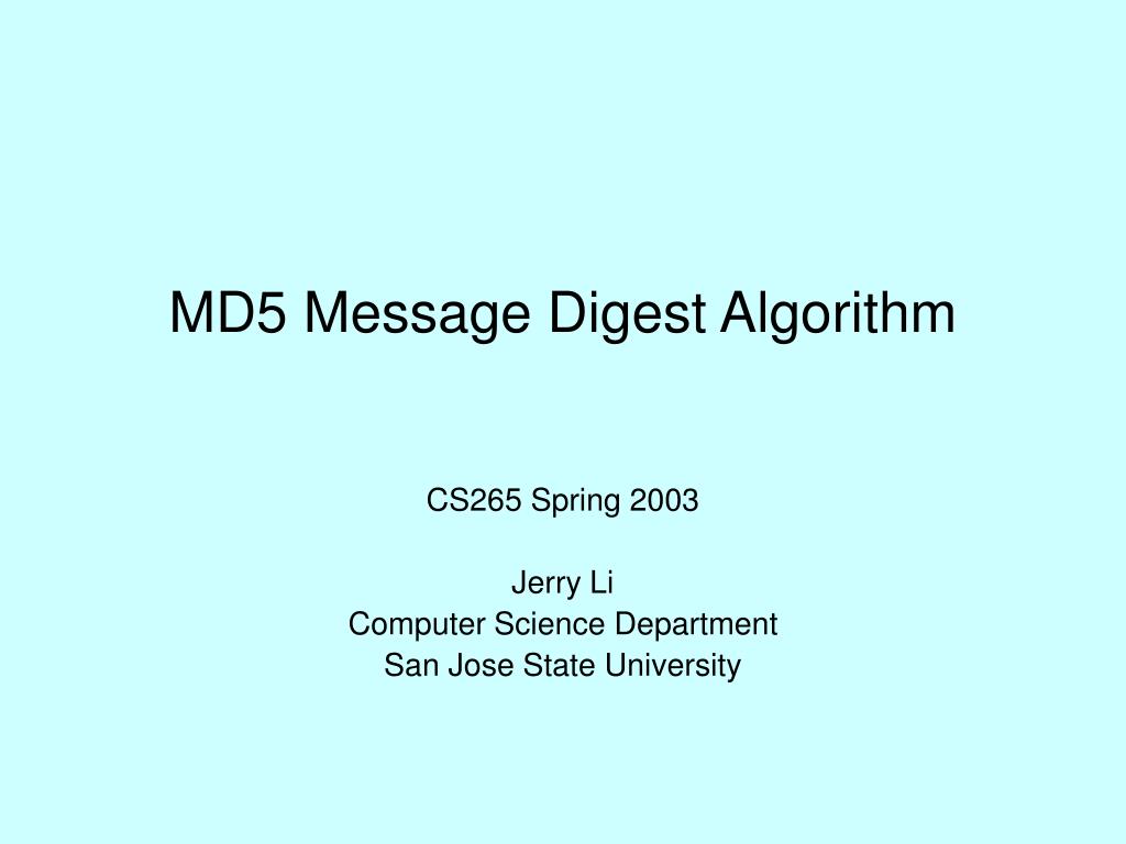 PPT - MD5 Message Digest Algorithm PowerPoint Presentation, free ...