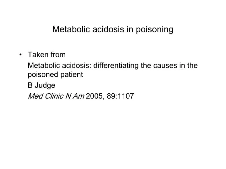 metabolic acidosis in poisoning