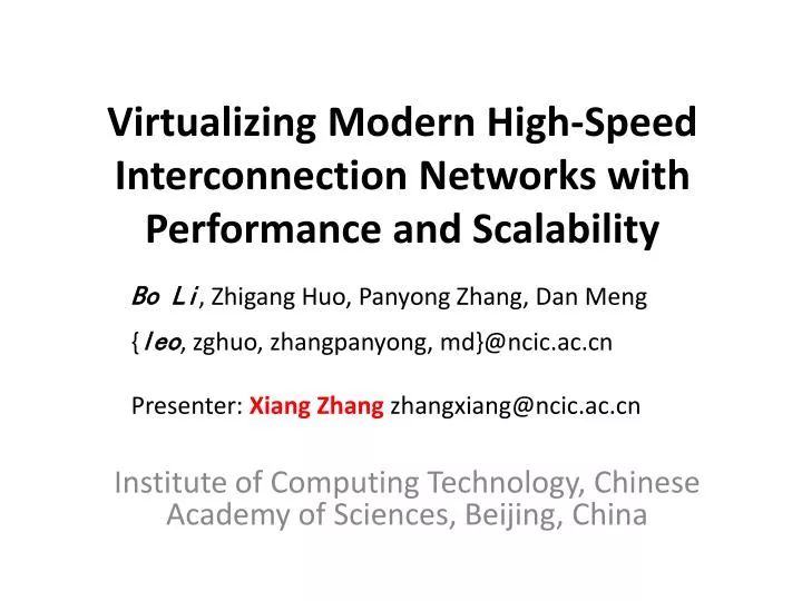 virtualizing modern high speed interconnection networks with performance and scalability