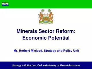 Minerals Sector Reform: Economic Potential