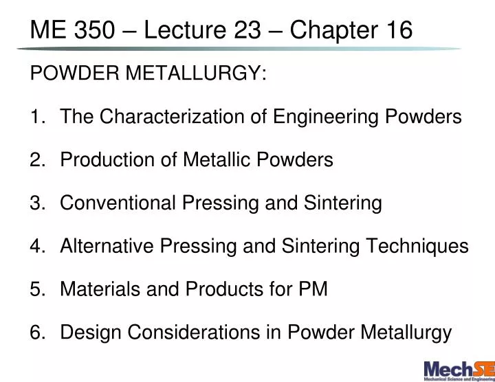 me 350 lecture 23 chapter 16