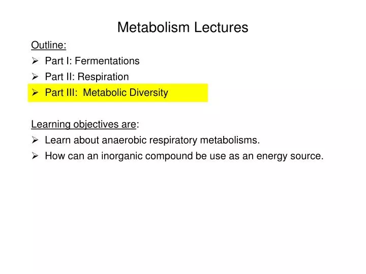metabolism lectures