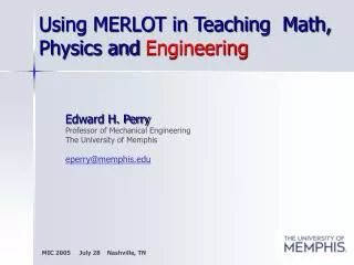 Using MERLOT in Teaching Math, Physics and Engineering