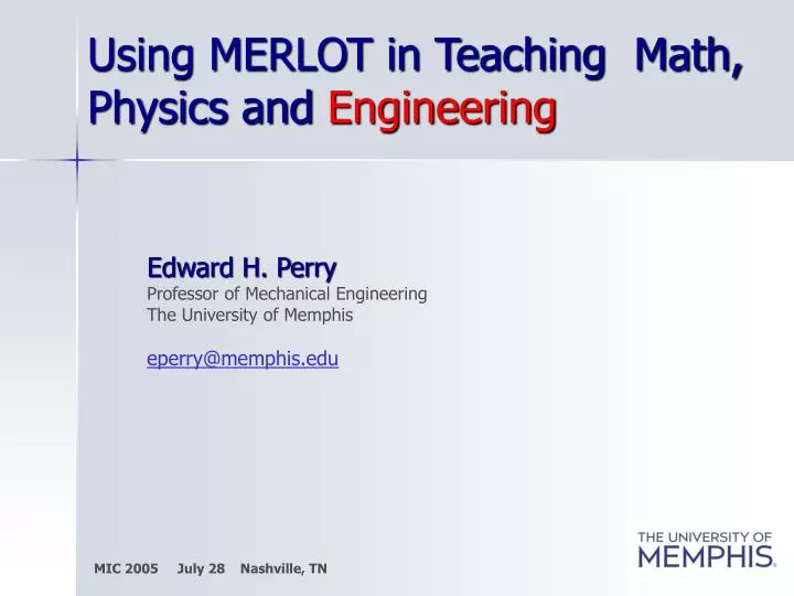 using merlot in teaching math physics and engineering
