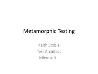 Metamorphic Testing