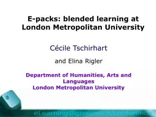 E-packs: blended learning at London Metropolitan University