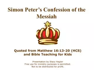 Simon Peter’s Confession of the Messiah