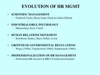 EVOLUTION OF HR MGMT