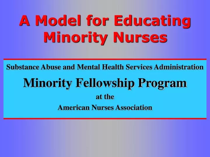 a model for educating minority nurses