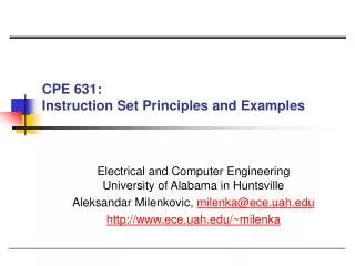 CPE 631: Instruction Set Principles and Examples