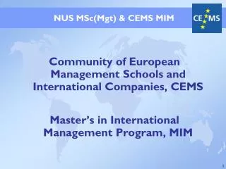 NUS MSc(Mgt) &amp; CEMS MIM