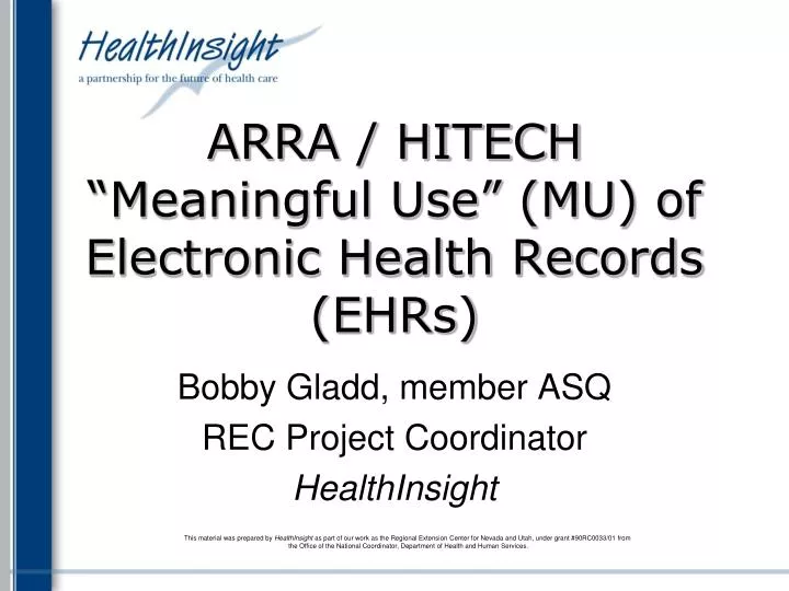 arra hitech meaningful use mu of electronic health records ehrs