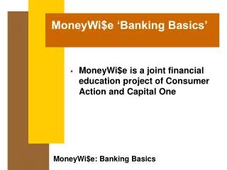 MoneyWi$e ‘Banking Basics’