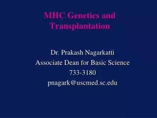 MHC Genetics and Transplantation