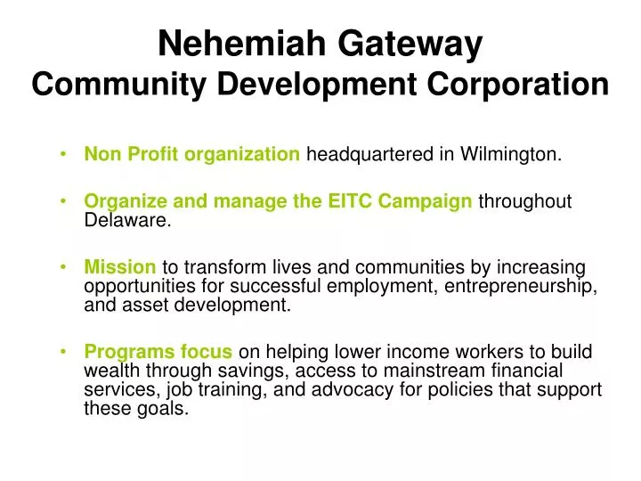 nehemiah gateway community development corporation