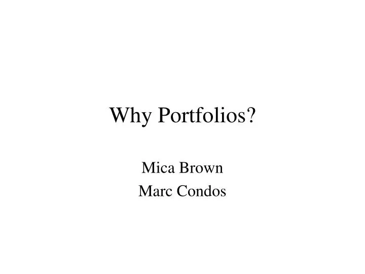 why portfolios