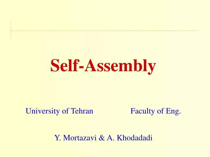 self assembly university of tehran faculty of eng y mortazavi a khodadadi