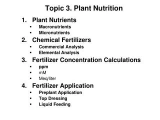 Topic 3. Plant Nutrition