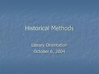 Historical Methods