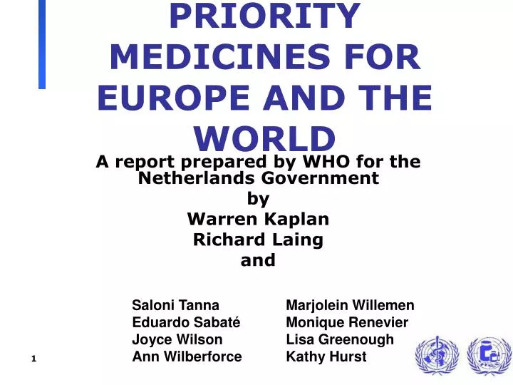 priority medicines for europe and the world