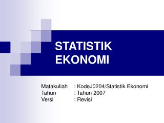 STATISTIK EKONOMI