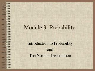 Module 3: Probability