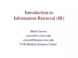 Introduction to Information Retrieval (IR)