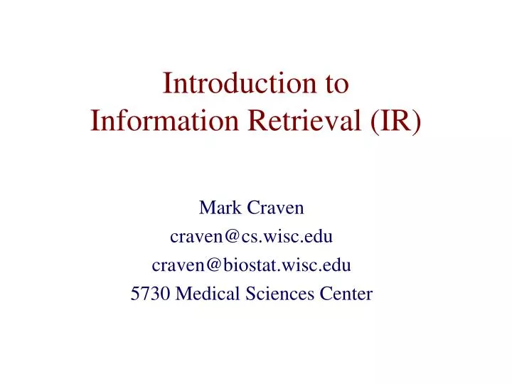 introduction to information retrieval ir