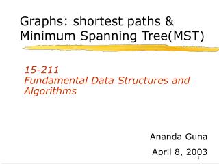 Graphs: shortest paths &amp; Minimum Spanning Tree(MST)