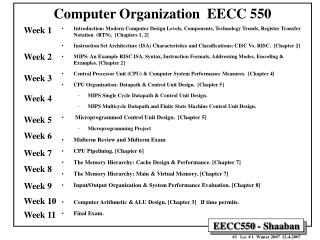 Computer Organization EECC 550
