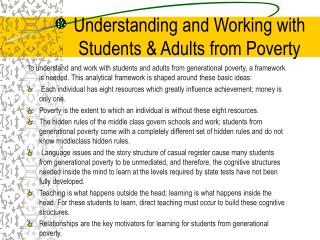 Understanding and Working with Students &amp; Adults from Poverty