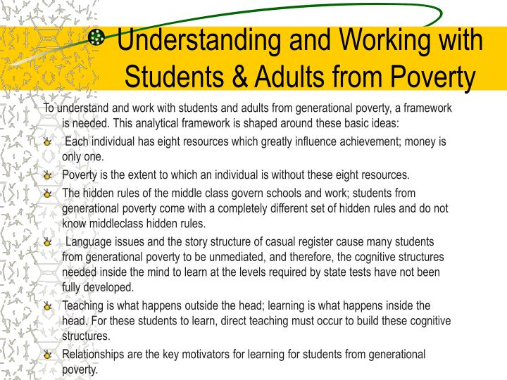 understanding and working with students adults from poverty