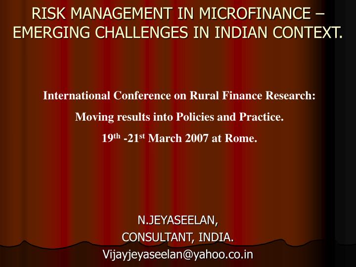 risk management in microfinance emerging challenges in indian context