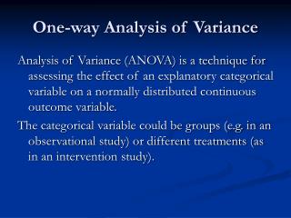 One-way Analysis of Variance
