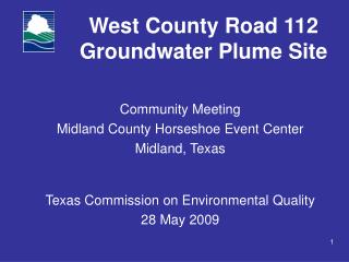 West County Road 112 Groundwater Plume Site