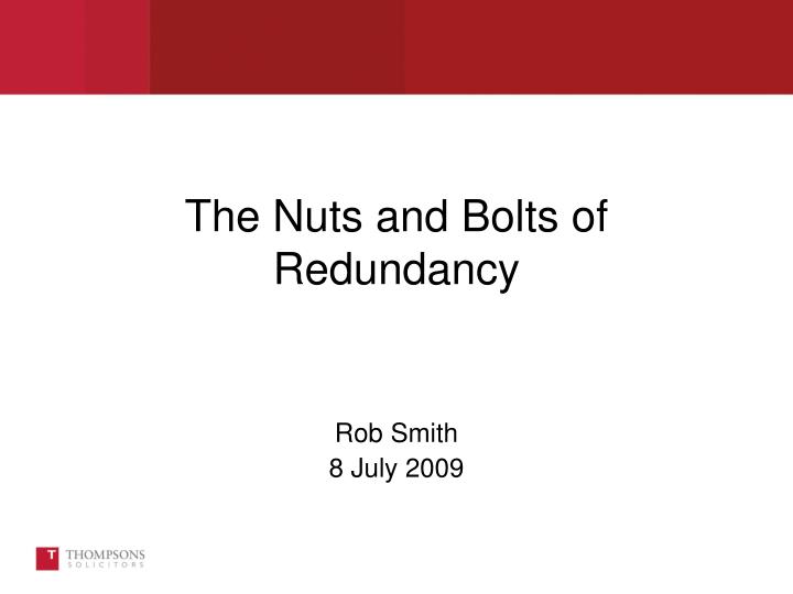the nuts and bolts of redundancy