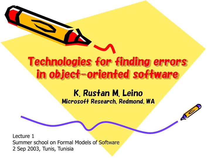 technologies for finding errors in object oriented software