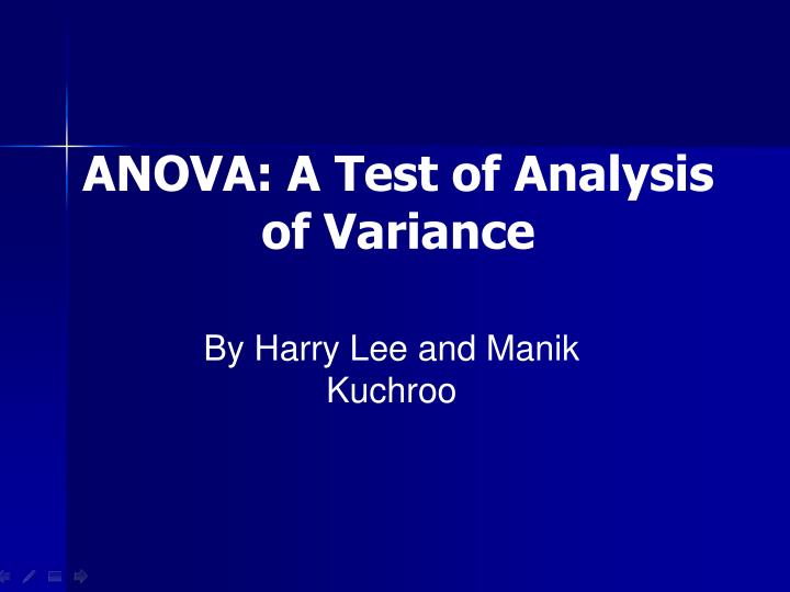 anova a test of analysis of variance