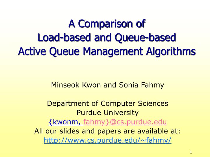 a comparison of load based and queue based active queue management algorithms