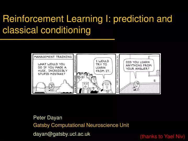 reinforcement learning i prediction and classical conditioning