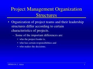 Project Management Organization Structures
