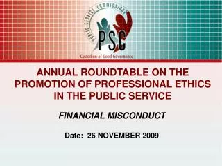 ANNUAL ROUNDTABLE ON THE PROMOTION OF PROFESSIONAL ETHICS IN THE PUBLIC SERVICE