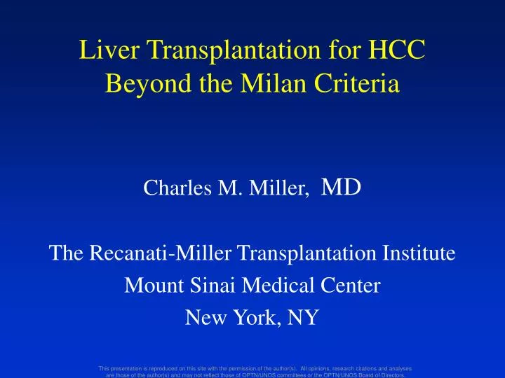 liver transplantation for hcc beyond the milan criteria