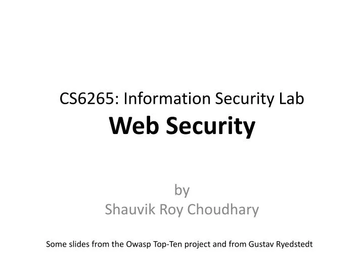 cs6265 information security lab web security
