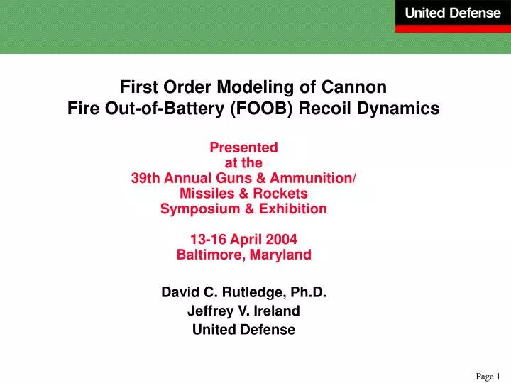 first order modeling of cannon fire out of battery foob recoil dynamics